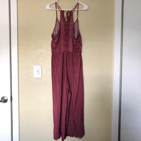 Red rust printed crop jumpsuit - Picture 3 of 5